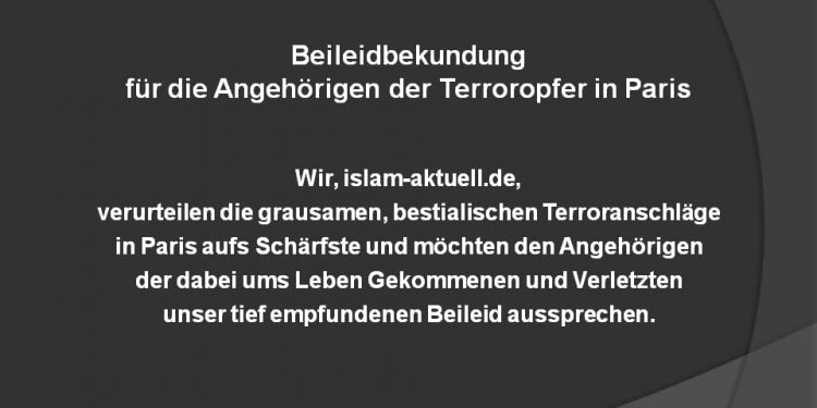 Beileidbekundung für die Angehörigen der Terroropfer in Paris Beileidbekundung für die Angehörigen der Terroropfer in Paris